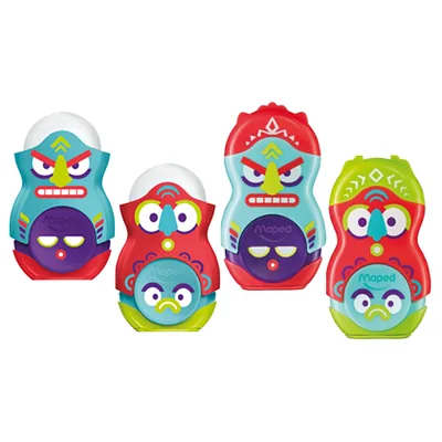 MAPED Sacapuntas Maped Plastico Loopy Totem 1 Uso con Goma Colores Surtidos Decorado