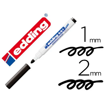 Rotulador Edding para Pizarra Blanca 661 Color Negro Punta Redonda 1-2 MM