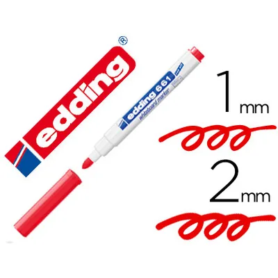 EDDING Rotulador Edding para Pizarra Blanca 661 Color Rojo Punta Redonda 1-2 MM