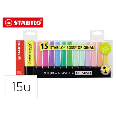 STABILO Rotulador Stabilo Boss Fluorescente 70 Blister de 15 Unidades Colores Surtidos