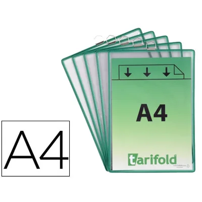 DJOIS Funda para Colgar Djois DIN A4 Pvc con Anilla Marco Verde Pack de 5 Unidades