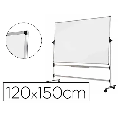 BI-OFFICE Pizarra Blanca Bi-Office Blanca de Acero Vitrifricado Volteable Doble Cara 120X150 CM