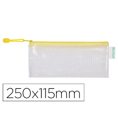 DJOIS Bolsa Multiusos Djois Pvc 250X115 MM Apertura Superior con Cremallera Portaboligrafo y Correa Color Amarillo