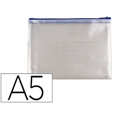 Q-CONNECT Bolsa Multiusos Q-Connect Malla DIN A5 Apertura Superior con Cremallera Azul