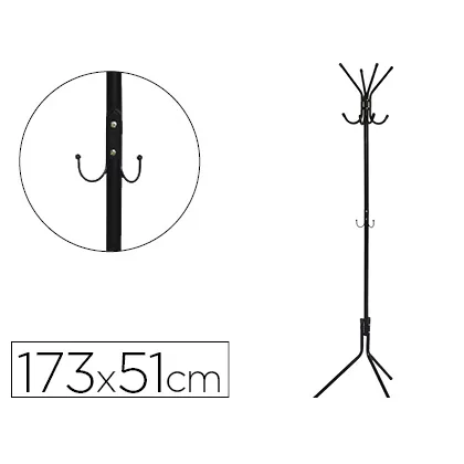 Perchero Metalico Q-Connect Negro 8 Colgadores 173X51 CM