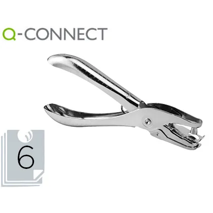 Taladrador Q-Connect KF18765 de Tenaza Metalico Cromado 1 Taladro Abertura 6 MM Capacidad 6 Hojas