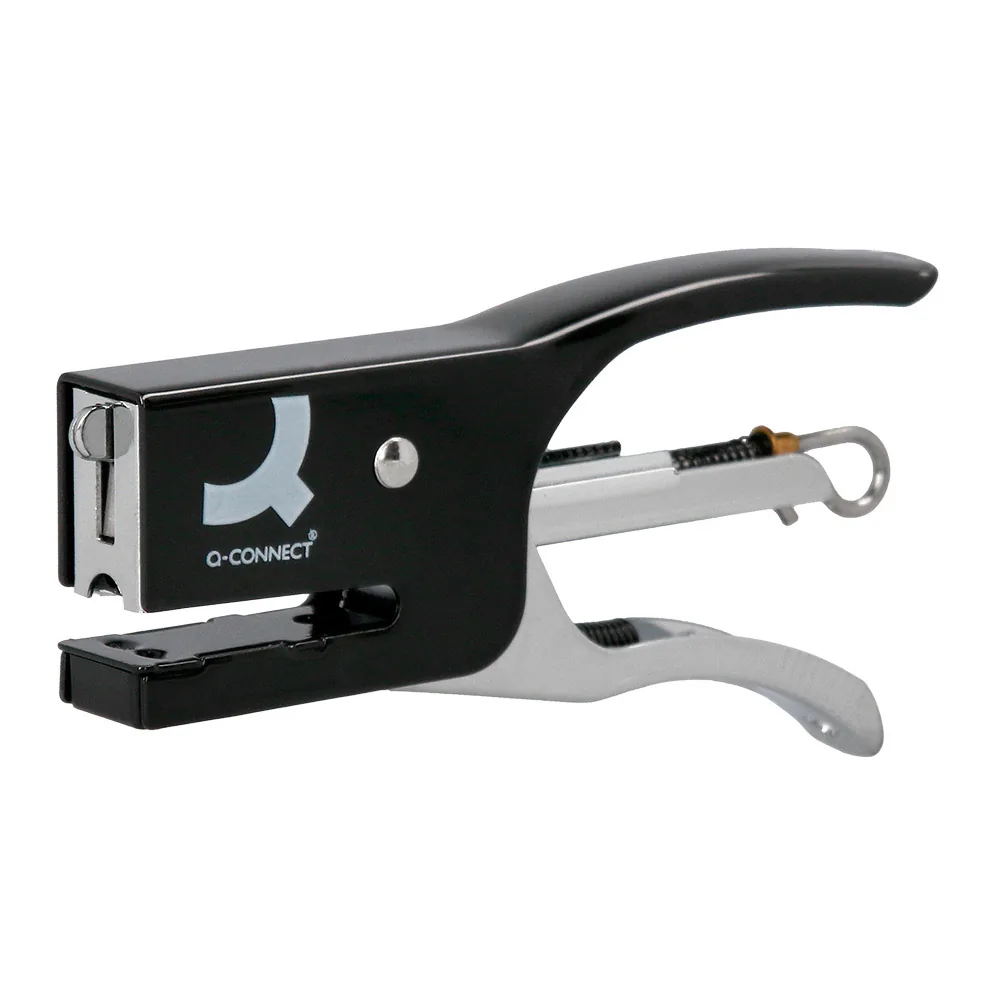 Grapadora Q-Connect de Tenaza KF22340 Metalica Color Negro Capacidad 12 Hojas Usa Grapas Numero 10