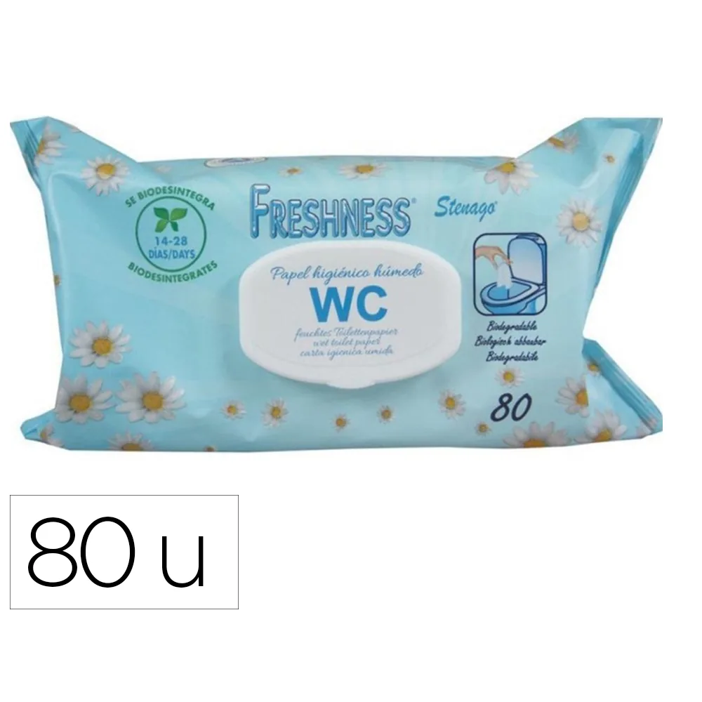Papel Higienico Humedo Freshness Paquete con Tapa de 80 Unidades
