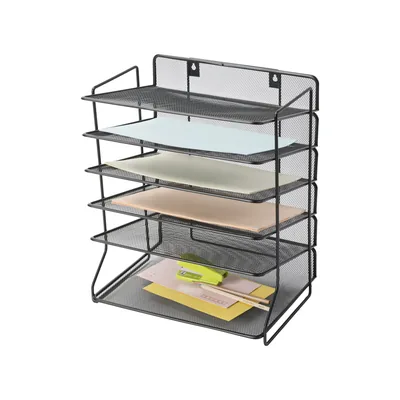 Q-CONNECT Bandeja Sobremesa Q-Connect KF17289 Metalica Rejilla Negra 6 Bandejas 325X230X390 MM