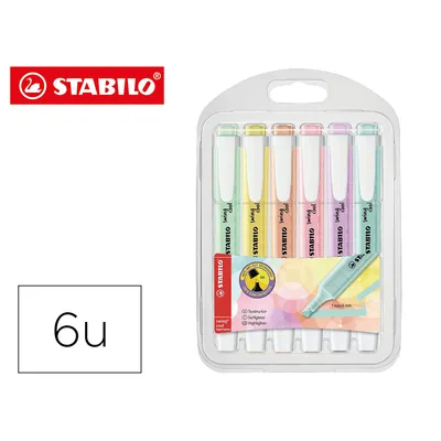 STABILO Rotulador Stabilo Fluorescente Swing Cool Color Pastel Bolsa de 6 Unidades Colores Surtidos