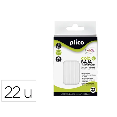 PLICO Barra Termofusible Plico Cola Baja Temperatura 8 MM de Diametro X 95 MM de Alto Blister de 22 Unidades
