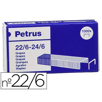 PETRUS Grapas Petrus Nº 22/6 Galvanizada Caja de 1000 Unidades