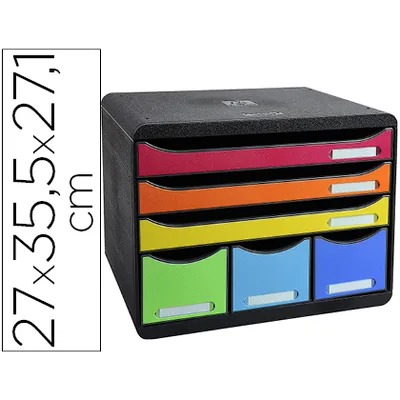 EXACOMPTA Fichero Cajones Sobremesa Exacompta Iderama Arlequin 6 Cajones Multicolores 270X355X271 MM