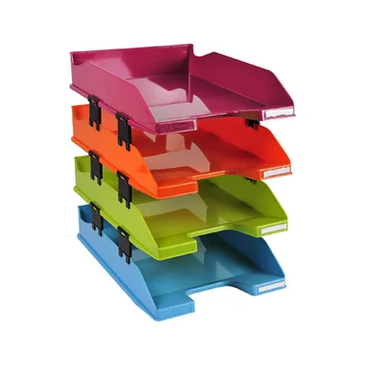 EXACOMPTA Bandeja Sobremesa Exacompta Plastico Arlequin Set de 4 Unidades Colores Surtidos 346X254X243 MM