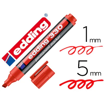 EDDING Rotulador Edding Marcador Permanente 330 Rojo Punta Biselada 1-5 MM Recargable