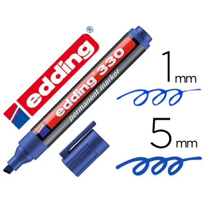 EDDING Rotulador Edding Marcador Permanente 330 Azul Punta Biselada 1-5 MM Recargable