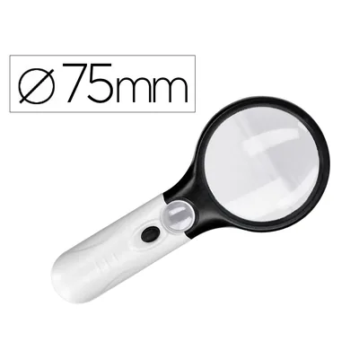 Q-CONNECT Lupa Q-Connect Electrica Aro Abs 75 MM 3 Aumentos 3 Bombillas Led Lente 70 MM