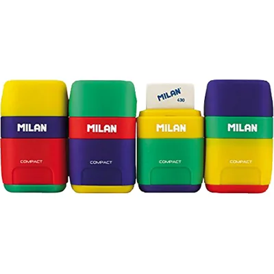 MILAN Sacapuntas Milan Plastico 2 Usos con Goma Compact Mix