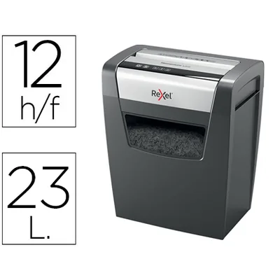 REXEL Destructora de Documentos Rexel Momentum X312 Capacidad de Corte 12 Hojas Destruye Grapas y Clips Papelera 23 L