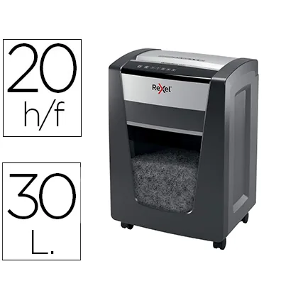 Destructora de Documentos Rexel Momentum X420 Capacidad de Corte 20 Hojas Destruye Grapas y Clips Papelera 30 L