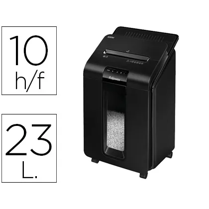 Destructora de Documentos Fellowes AUTO+100M Capacidad de Corte 100 Hojas Destruye Grapas Clips y Tarjetas 23L