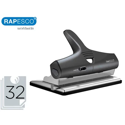Taladrador Rapesco Alu 95 Negro Ajustable 2,3 y 4 Taladros Capacidad 32 Hojas