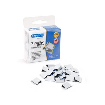 RAPESCO Clips de Recarga Rapesco Capacidad 40 Hojas Color Blanco Caja de 100 Unidades