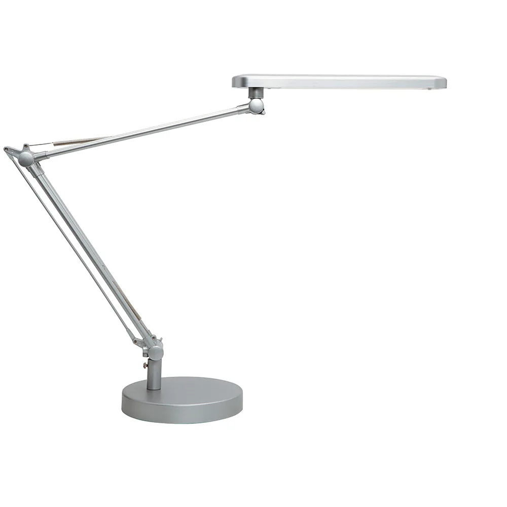 Lampara de Escritorio Unilux Led 7W 665LM Cabezal Giro 360ºBRAZO 3 Articulaciones Gris Metalizado