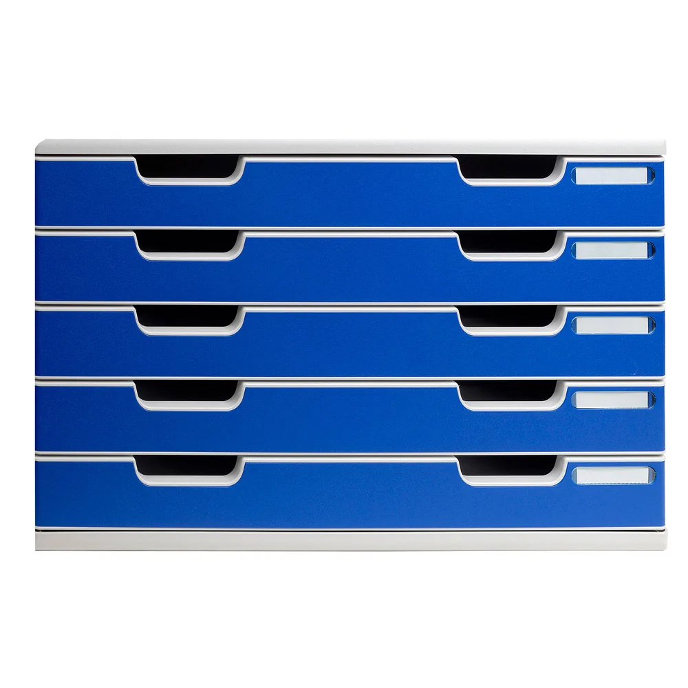 Modulo Cajones Sobremesa Exacompta System 5 Cajones Poliestireno DIN A3 Azul/gris 350X288X320 MM