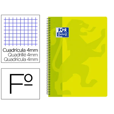 OXFORD Cuaderno Espiral Oxford School Classic Tapa Polipropileno Folio 80 Hojas Cuadro 4 MM con Margen Lima
