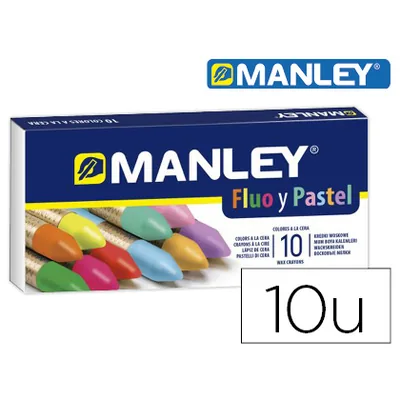 MANLEY Lapices Cera Manley Fluor y Pastel Caja de 10 Unidades Colores Surtidos