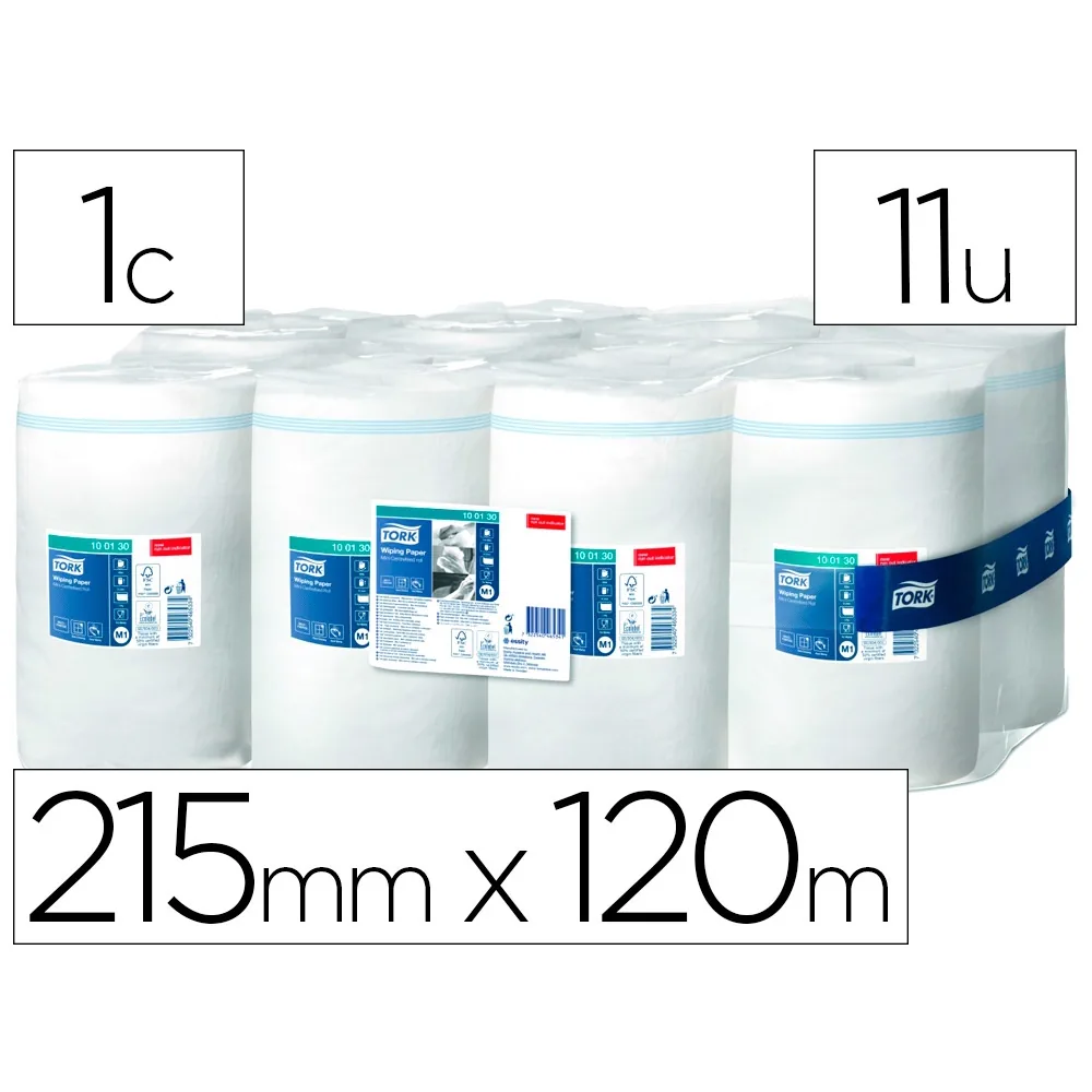 Papel Secamanos Tork Ancho 215 MM Largo 120 M 1 Capa para Dispensador M1 Paquete de 11 Unidades