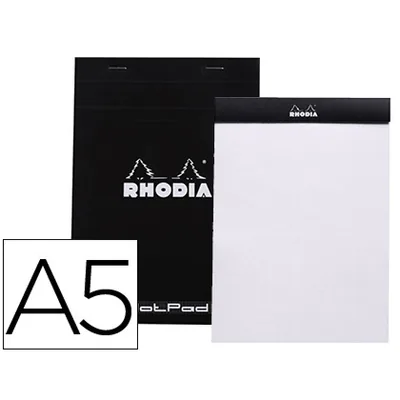 RHODIA Bloc Nota Rhodia Black Dot Pad DIN A5 80 Hojas 80 G/M2 Liso con Puntos Negros 5 MM Perforado