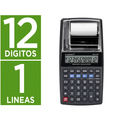 Q-CONNECT Calculadora Q-Connect Impresora Pantalla Papel KF11213 12 Digitos Tinta Azul