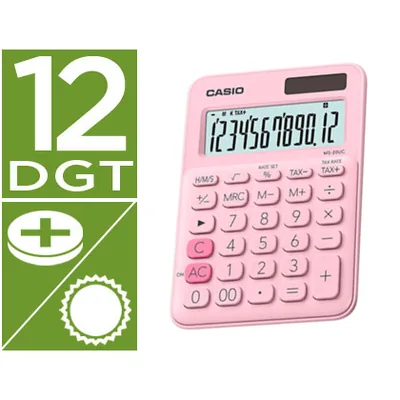 CASIO Calculadora Casio MS-20UC-PK Sobremesa 12 Digitos Tax +/- Color Rosa
