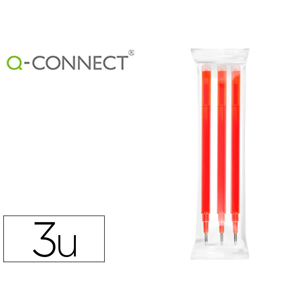 Recambio Boligrafo Q-Connect Retractil KF11059 Borrable Rojo Caja de 3 Unidades