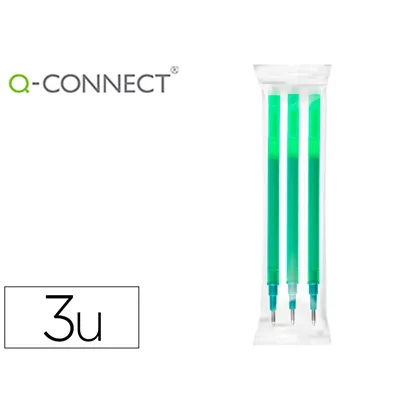 Q-CONNECT Recambio Boligrafo Q-Connect Retractil KF11060 Borrable Verde Caja de 3 Unidades