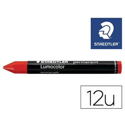 STAEDTLER Cera Staedtler para Marcar Rojo Lumocolor Permanente Omnigraph 236 Caja de 12 Unidades