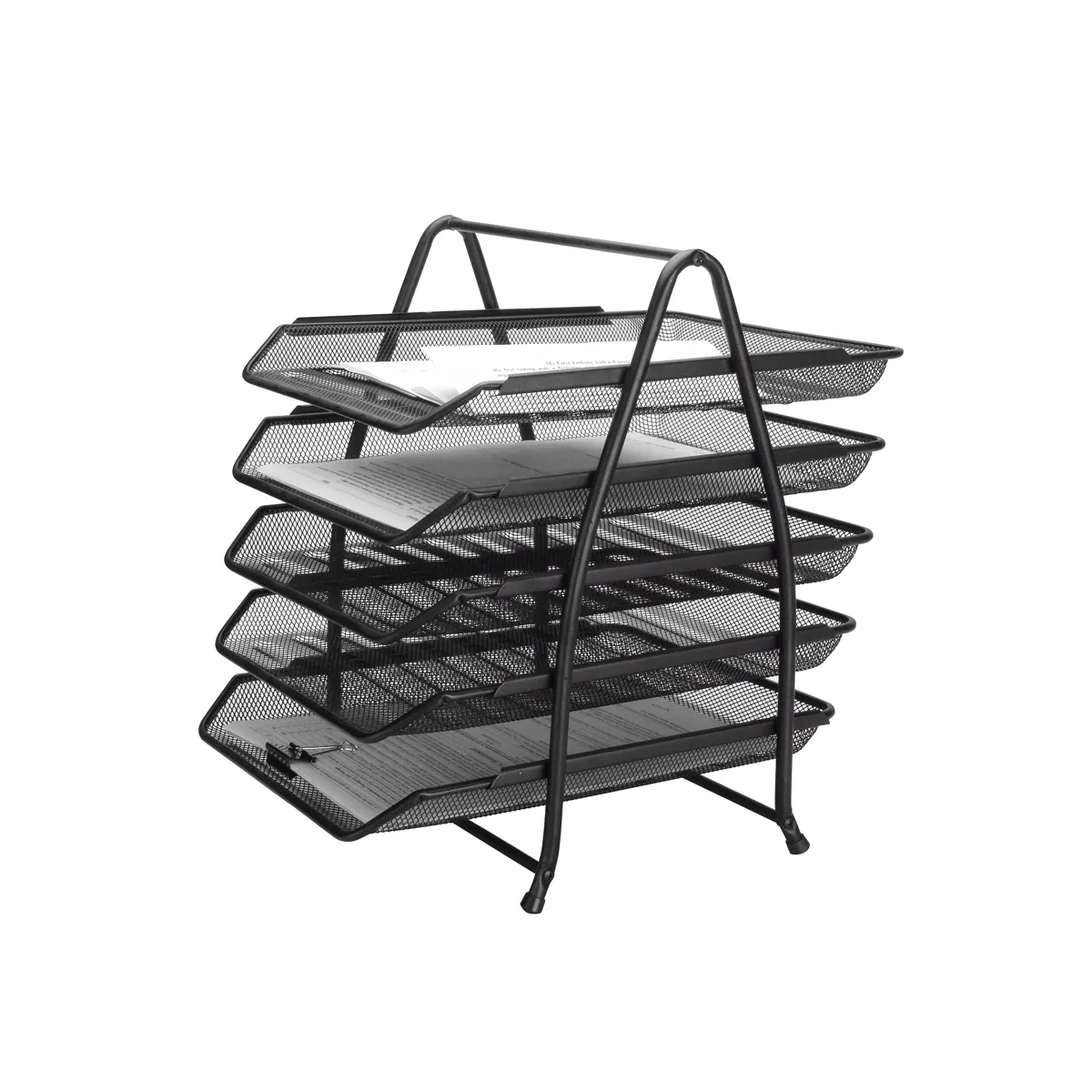 Bandeja Sobremesa Metalica Q-Connect KF18474 Rejilla Negro 5 Bandejas Movibles 350X275X375 MM