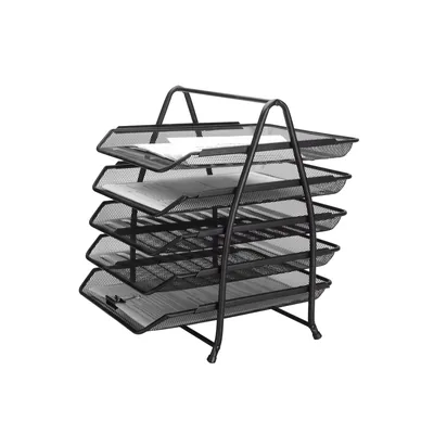 Q-CONNECT Bandeja Sobremesa Metalica Q-Connect KF18474 Rejilla Negro 5 Bandejas Movibles 350X275X375 MM