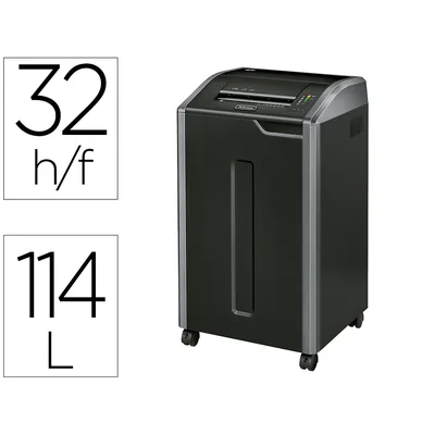 FELLOWES Destructora de Documentos Fellowes 425CI Capacidad de Corte 32H Seguridad P4 Clips Grapas Tarjetas y CD 114L