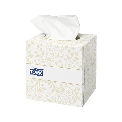 Pañuelos Faciales Tork Extrasuaves 2 Capas 20,9X20 CM Caja Cubo de 100 Unidades