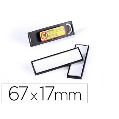 DURABLE Identificador Portanombre Clip Card Durable Pvc con Iman y Efecto Lupa Color Negro 67X17 MM