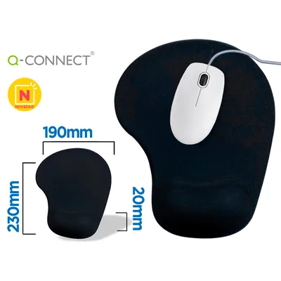 Q-CONNECT Alfombrilla para Raton Q-Connect Reposamuñecas de Gel Color Negro 190X230X20 MM