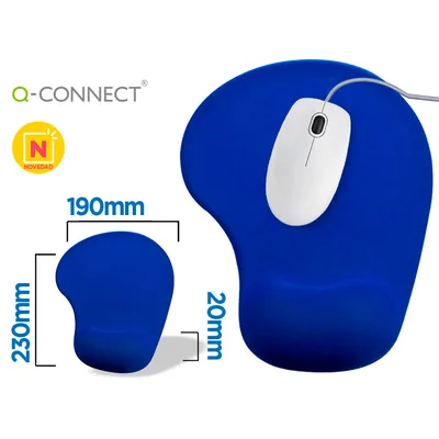 Q-CONNECT Alfombrilla para Raton Q-Connect Reposamuñecas de Gel Color Azul 190X230X20 MM