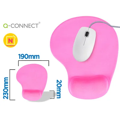 Q-CONNECT Alfombrilla para Raton Q-Connect Reposamuñecas de Gel Color Rosa 190X230X20 MM