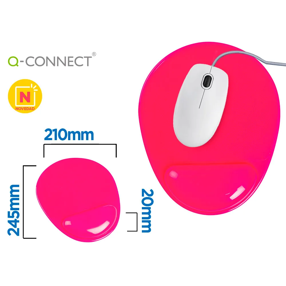 Alfombrilla para Raton Q-Connect Reposamuñecas de Gel Pvc Color Rosa 210X245X20 MM