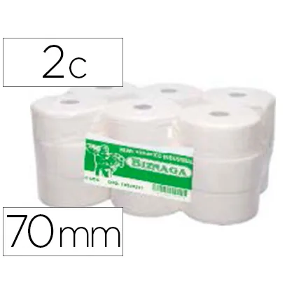 Papel Higienico Biznaga Jumbo 2 Capas Celulosa Blanca Mandril 76 MM para Dispensador KF16756