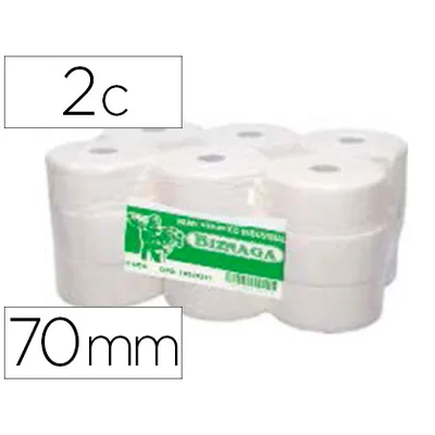 BIZNAGA Papel Higienico Biznaga Jumbo 2 Capas Celulosa Blanca Mandril 76 MM para Dispensador KF16756