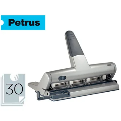 PETRUS Taladrador Petrus 514 Metalico Color Plata 4 Punzones Moviles Capacidad 30 Hojas